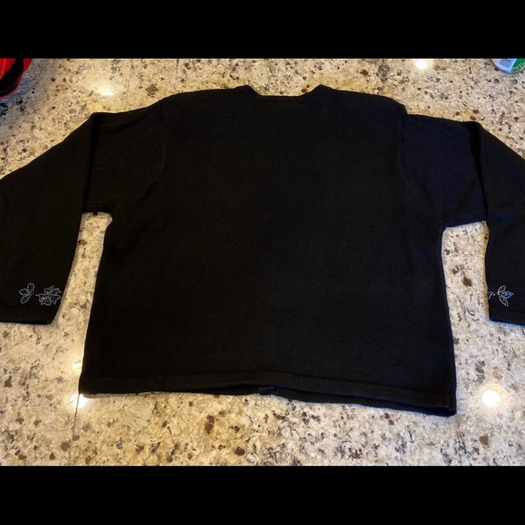 Victoria Jones Vintage Black Beaded Cardigan Sweater Large - Picture 15 of 16